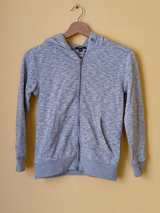 Sweat à capuche zippé gris chiné Taille 10 Ans