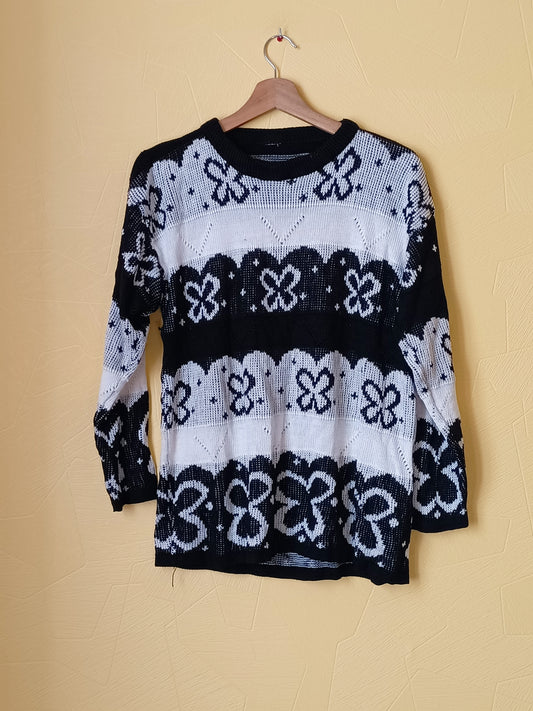 Pull en maille noir et blanc à motifs Taille XL