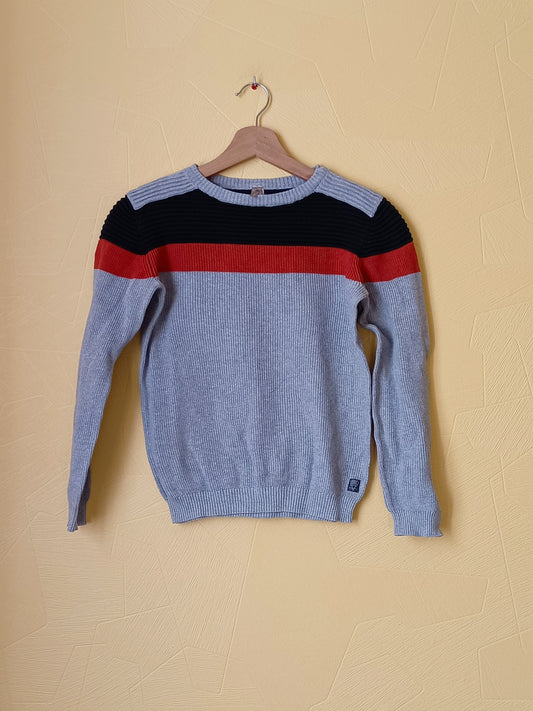 Pull Orchestra gris avec rayures rouge et noire Taille 10 Ans