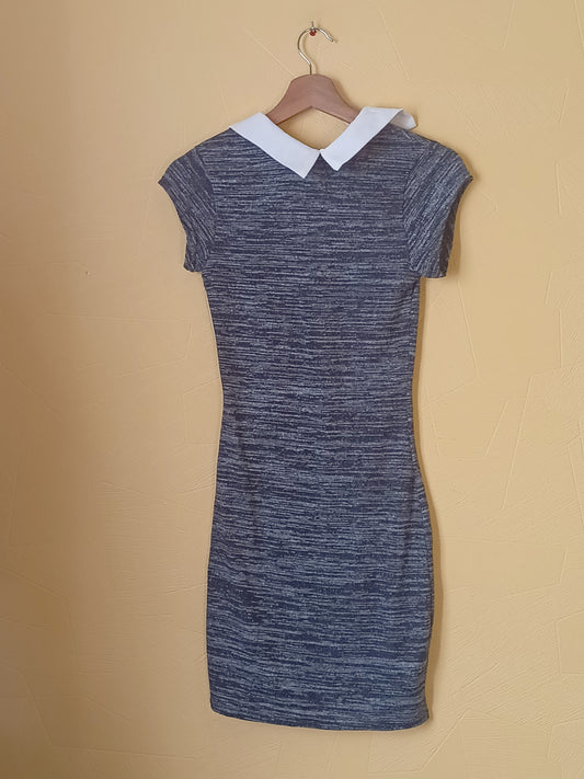 Robe pull légère manches courtes avec col Mim grise chinée Taille XS