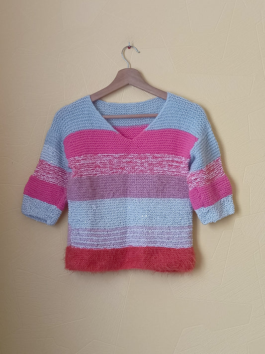Pull en maille manches 3/4 multicolore Taille XS