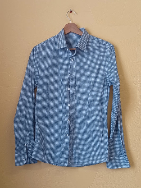 Chemise Bel Mode bleue à petits carreaux Taille S