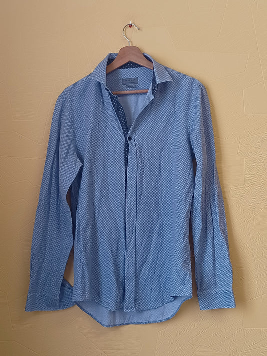 Chemise Zara Man Slim Fit bleue à motifs Taille S