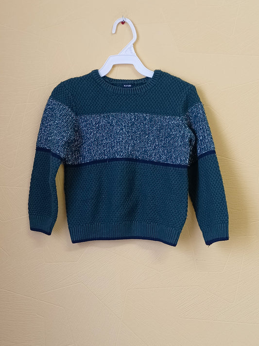 Pull Kiabi vert et blanc Taille 5 Ans