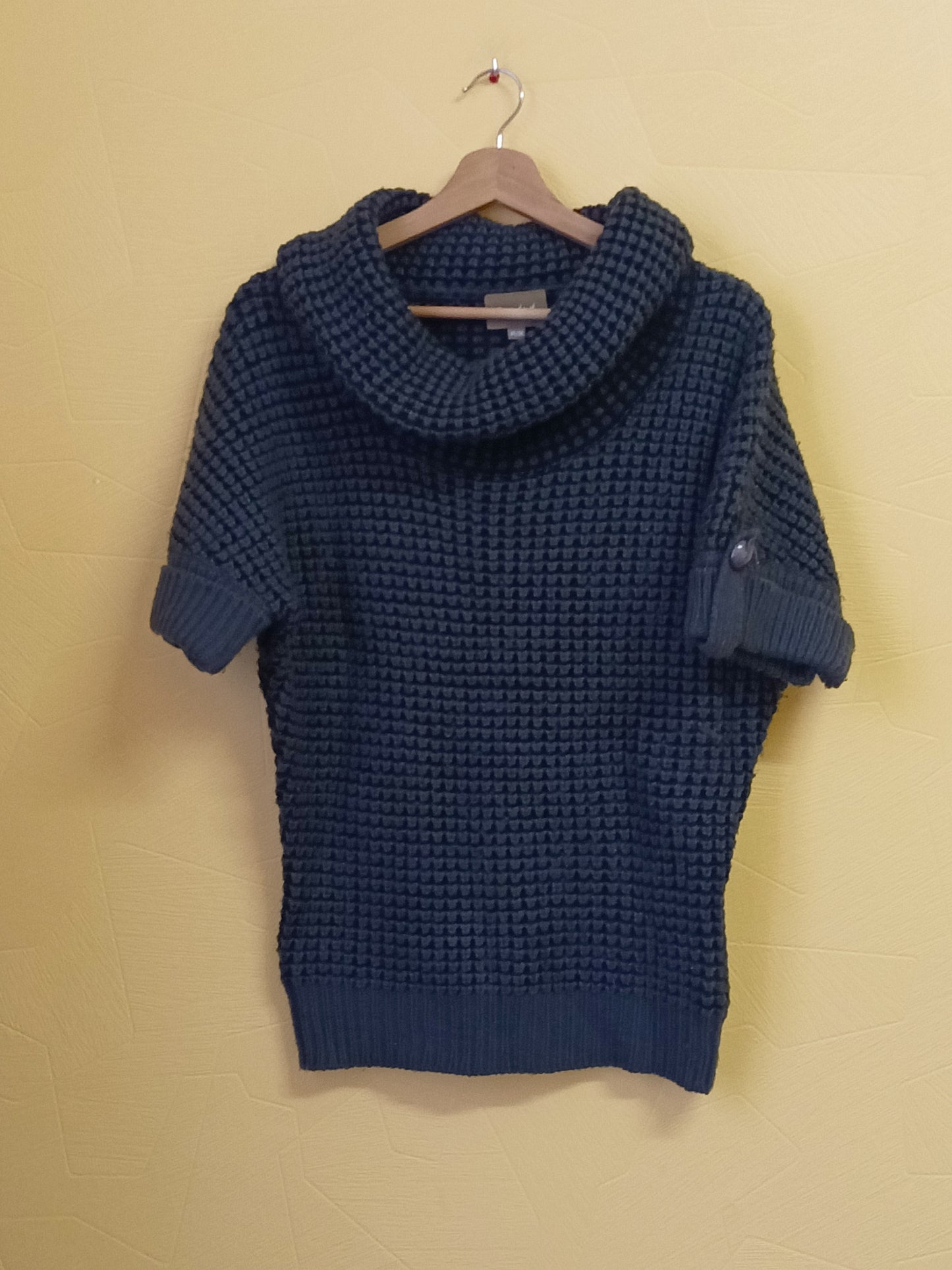Pull grosses mailles manches courtes Decontract by Véti gris anthracite Taille 34/36