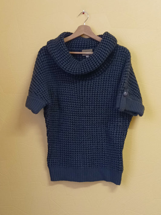 Pull grosses mailles manches courtes Decontract by Véti gris anthracite Taille 34/36