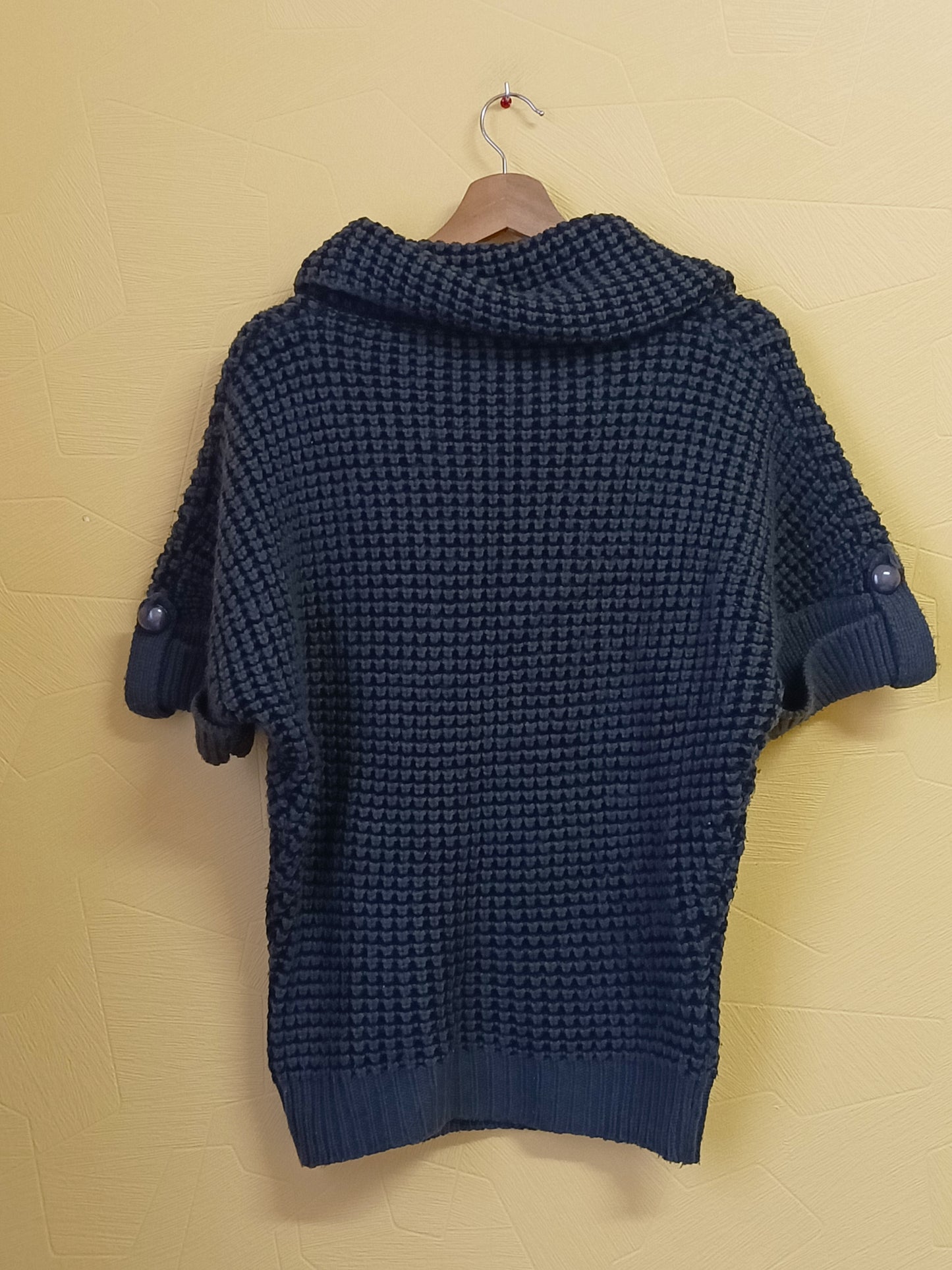 Pull grosses mailles manches courtes Decontract by Véti gris anthracite Taille 34/36