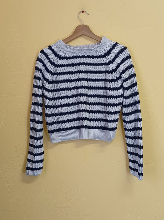 Pull court Zara rayé noir et beige Taille S