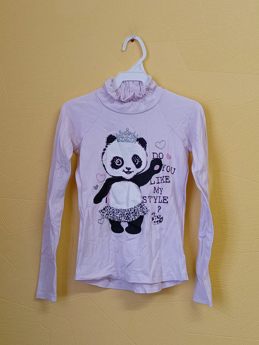 T-shirt manches longues avec col Kids rose avec impression Taille 8 Ans