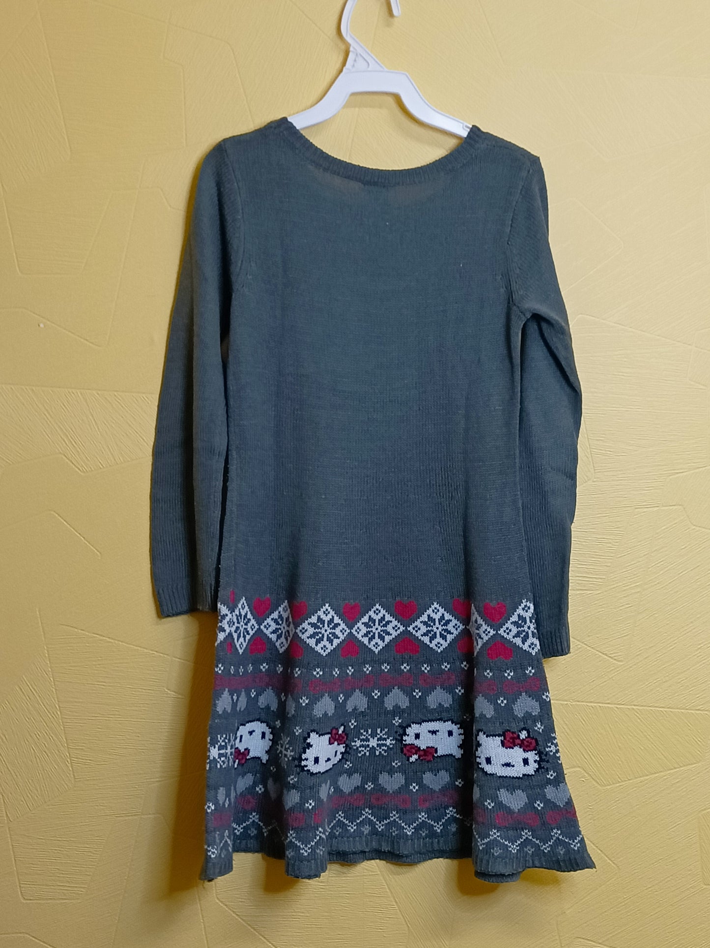 Robe pull manches longues Hello Kitty gris avec broderie Taille 8 Ans