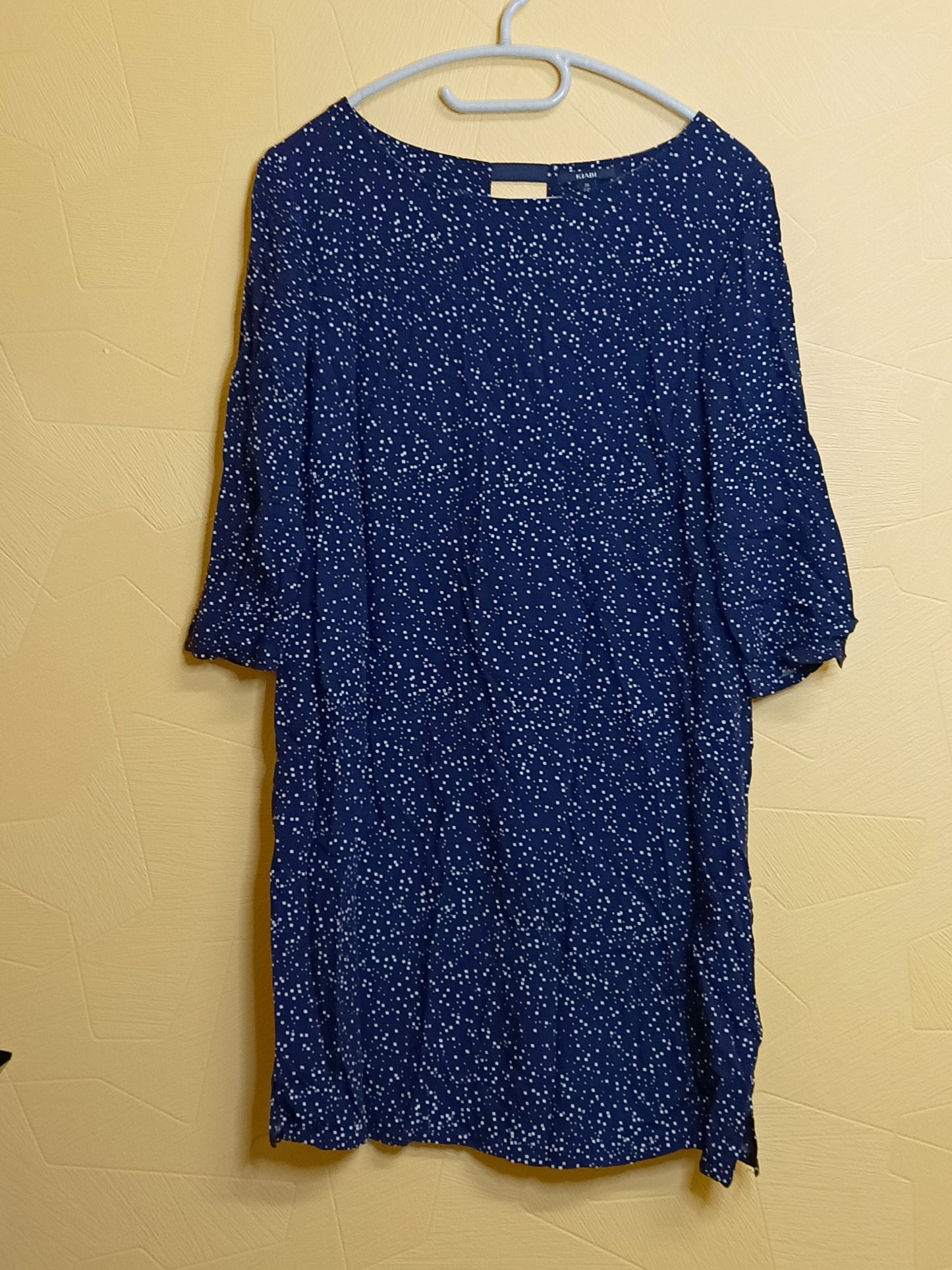 Robe manches 3/4 Kiabi bleue marine à pois Taille 38