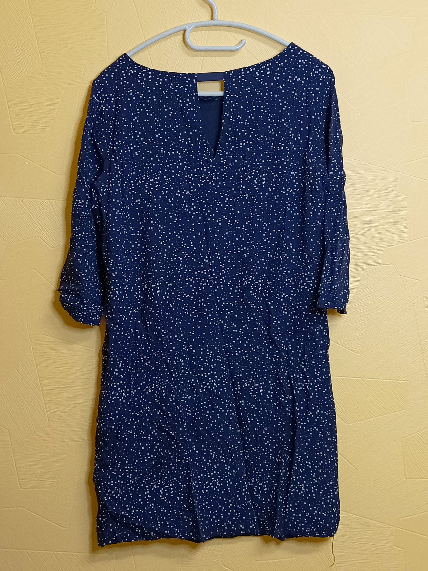 Robe manches 3/4 Kiabi bleue marine à pois Taille 38