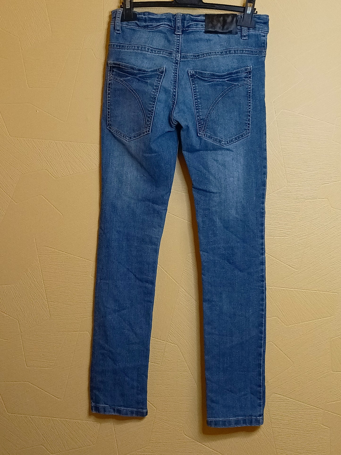 Jeans Benetton bleu clair délavé skinny Taille 10/11 Ans