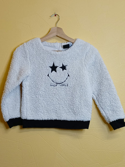 Pull maille pilou pilou Smiley blanc Taille 10 Ans