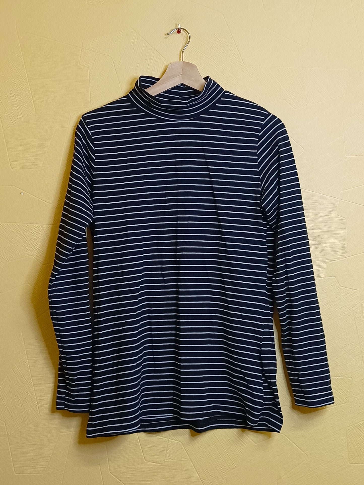 T-shirt manches longues avec col noir rayé blanc Taille XXL