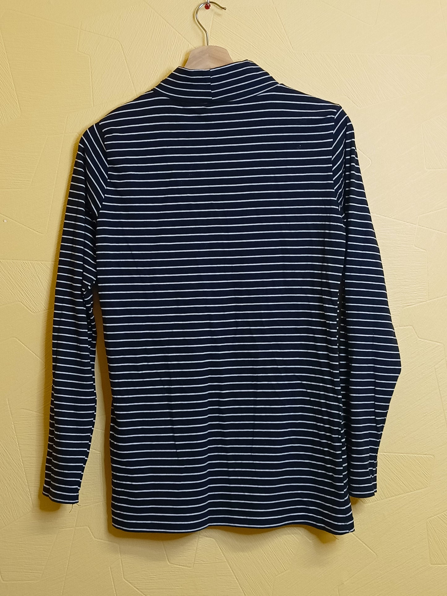 T-shirt manches longues avec col noir rayé blanc Taille XXL