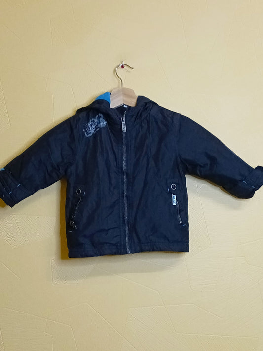 Manteau imperméable doublé polaire noir et bleu Taille 2 Ans