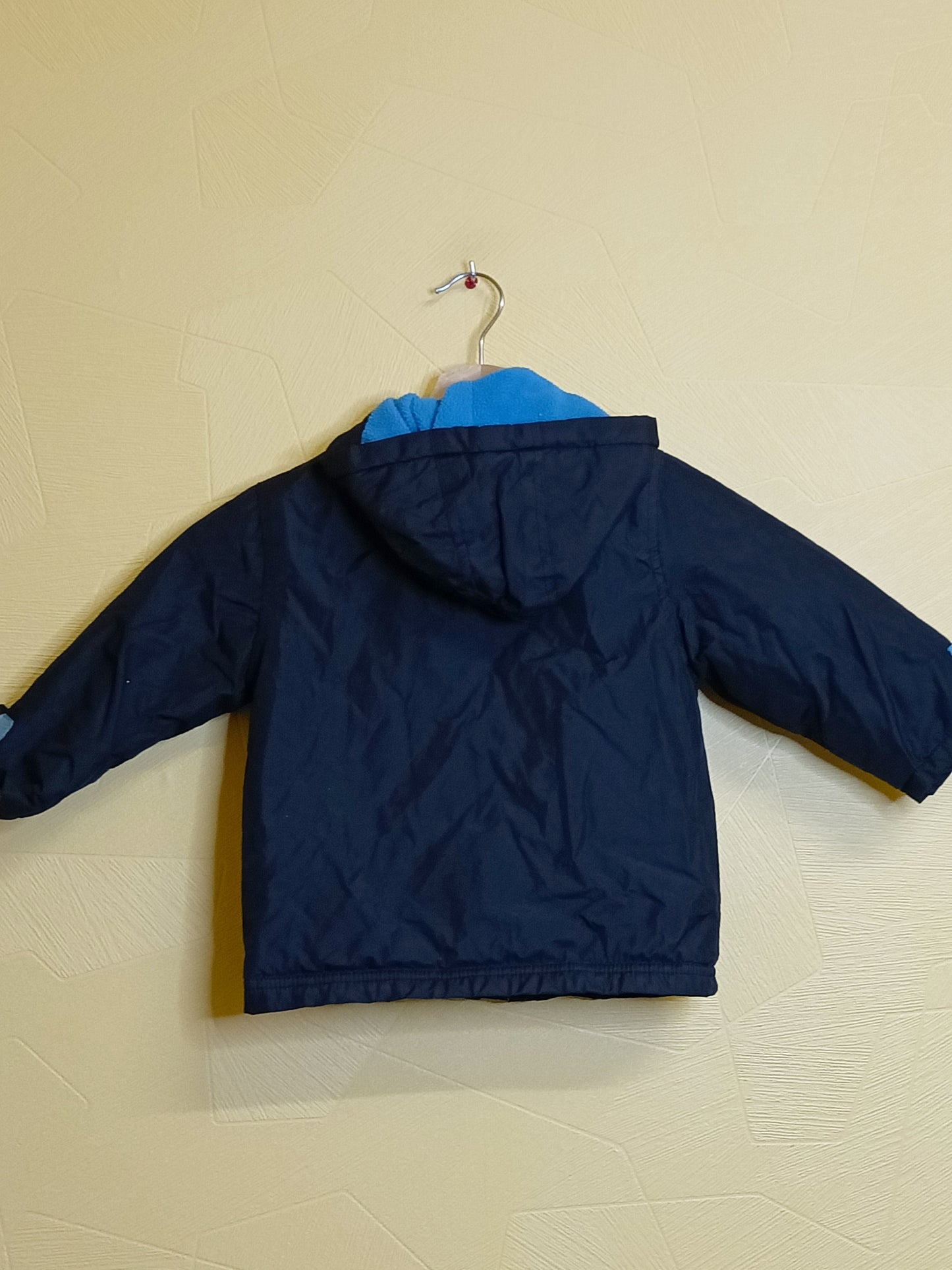 Manteau imperméable doublé polaire noir et bleu Taille 2 Ans