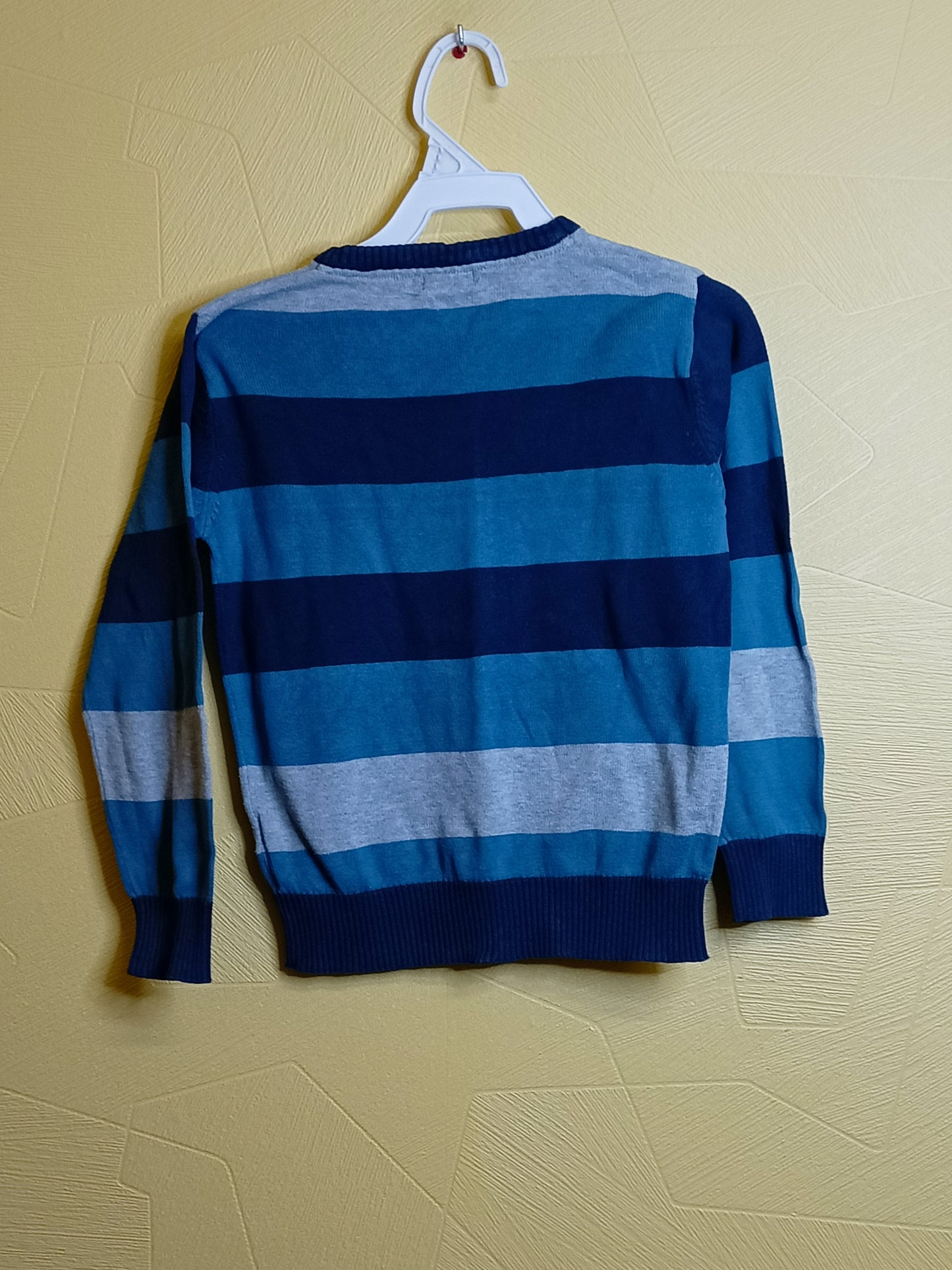 Pull fin In Extenso rayé bleu et gris Taille 6 Ans