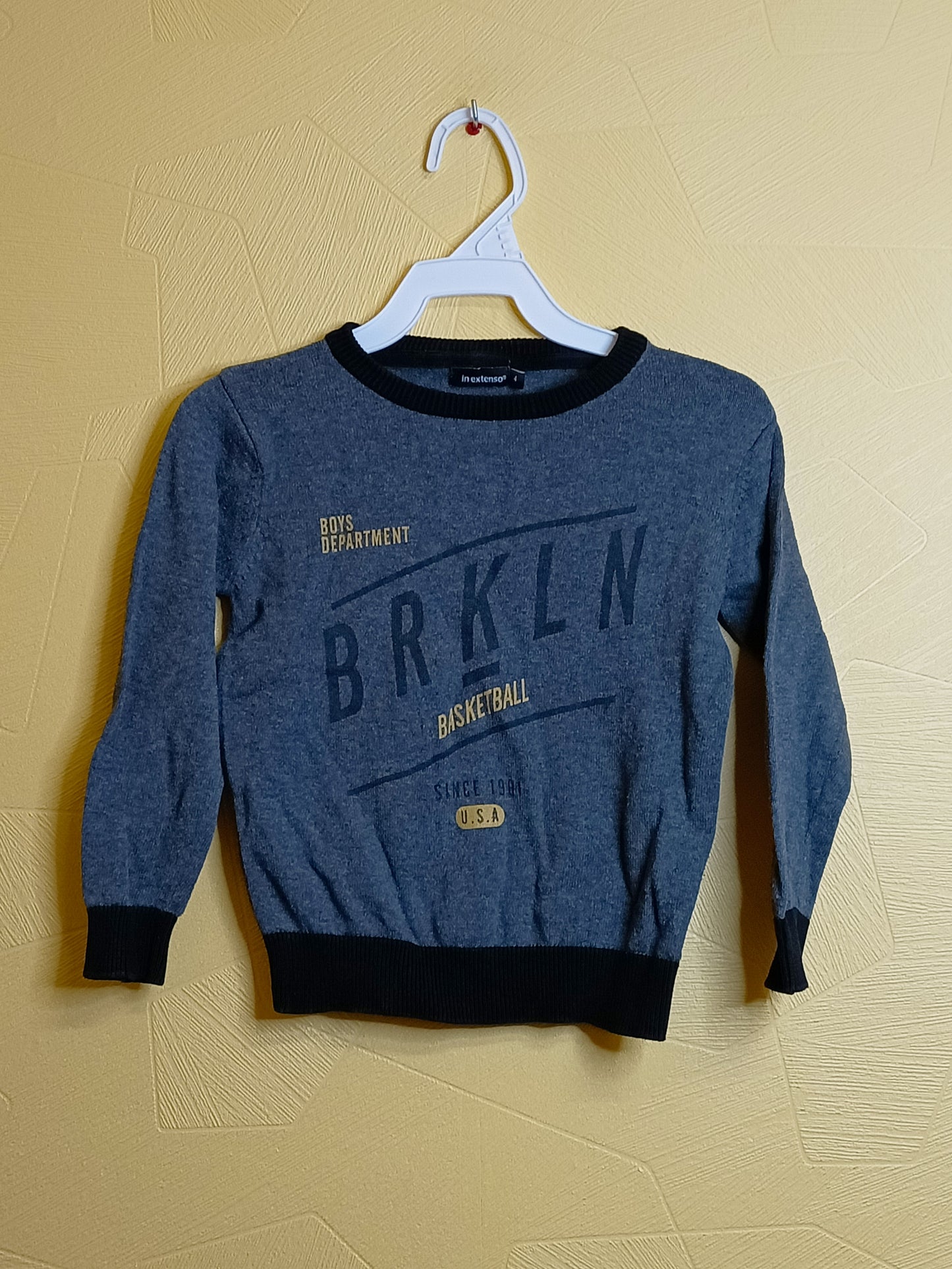 Pull fin In Extenso gris avec impression Taille 4 Ans