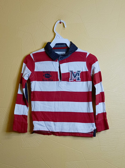 Polo manches longues In Extenso rayé rouge et blanc Taille 5 Ans