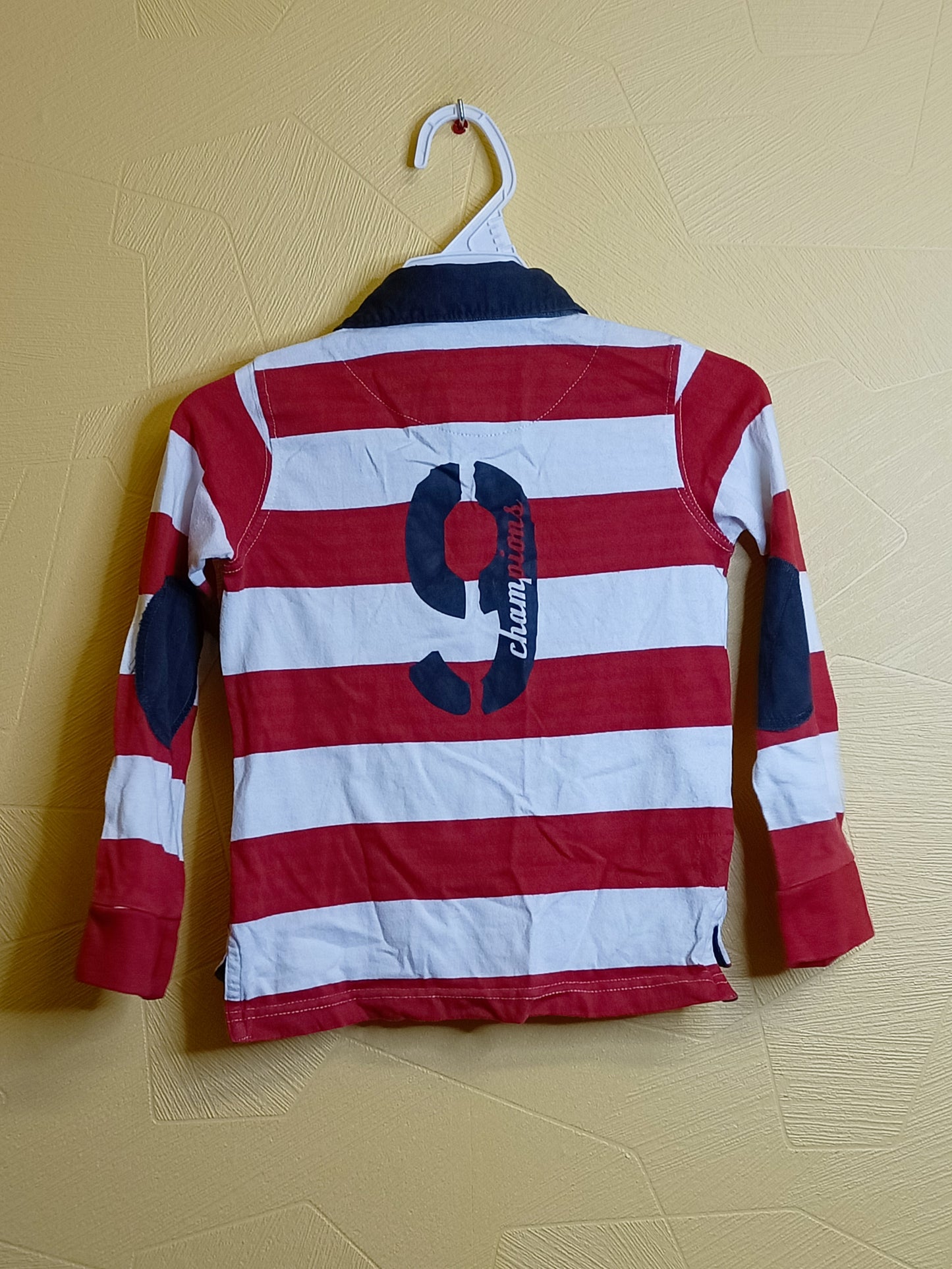 Polo manches longues In Extenso rayé rouge et blanc Taille 5 Ans