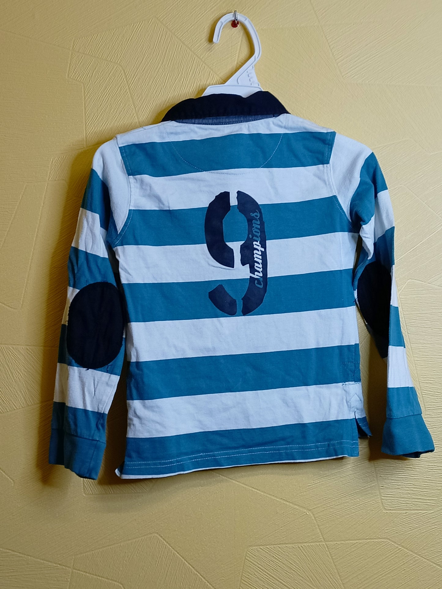 Polo manches longues In Extenso rayé blanc et bleu Taille 6 Ans