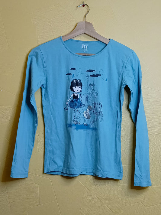 T-shirt manches longues In Extenso bleu clair avec impression Taille 12 Ans