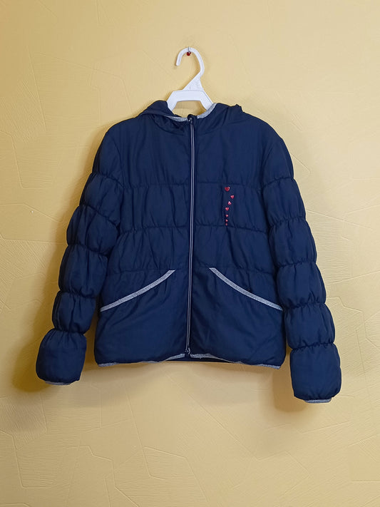 Manteau doublé à capuche Tex bleu marine Taille 9/10 Ans