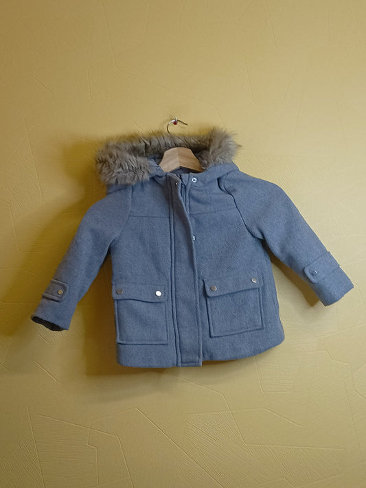 Manteau doublé à capuche Kiabi gris clair Taille 4 Ans