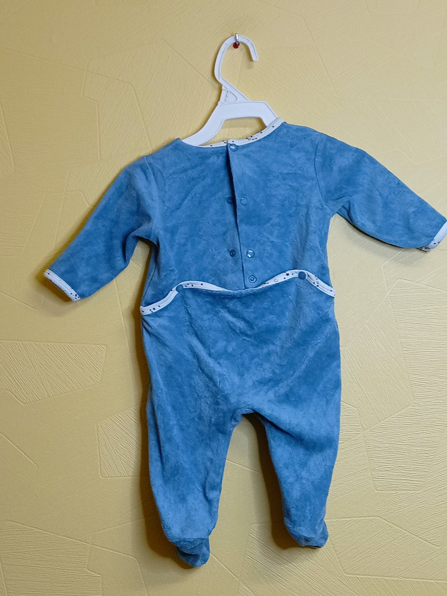 Pyjama velours bleu avec impression Taille 6 Mois