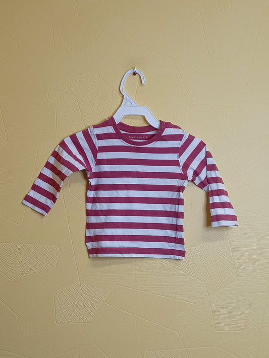 T-shirt manches longues Grain de Blé rayé rouge et blanc Taille 12 Mois