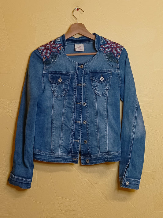 Veste en jeans Zac et Zoé bleu avec motifs Taille S