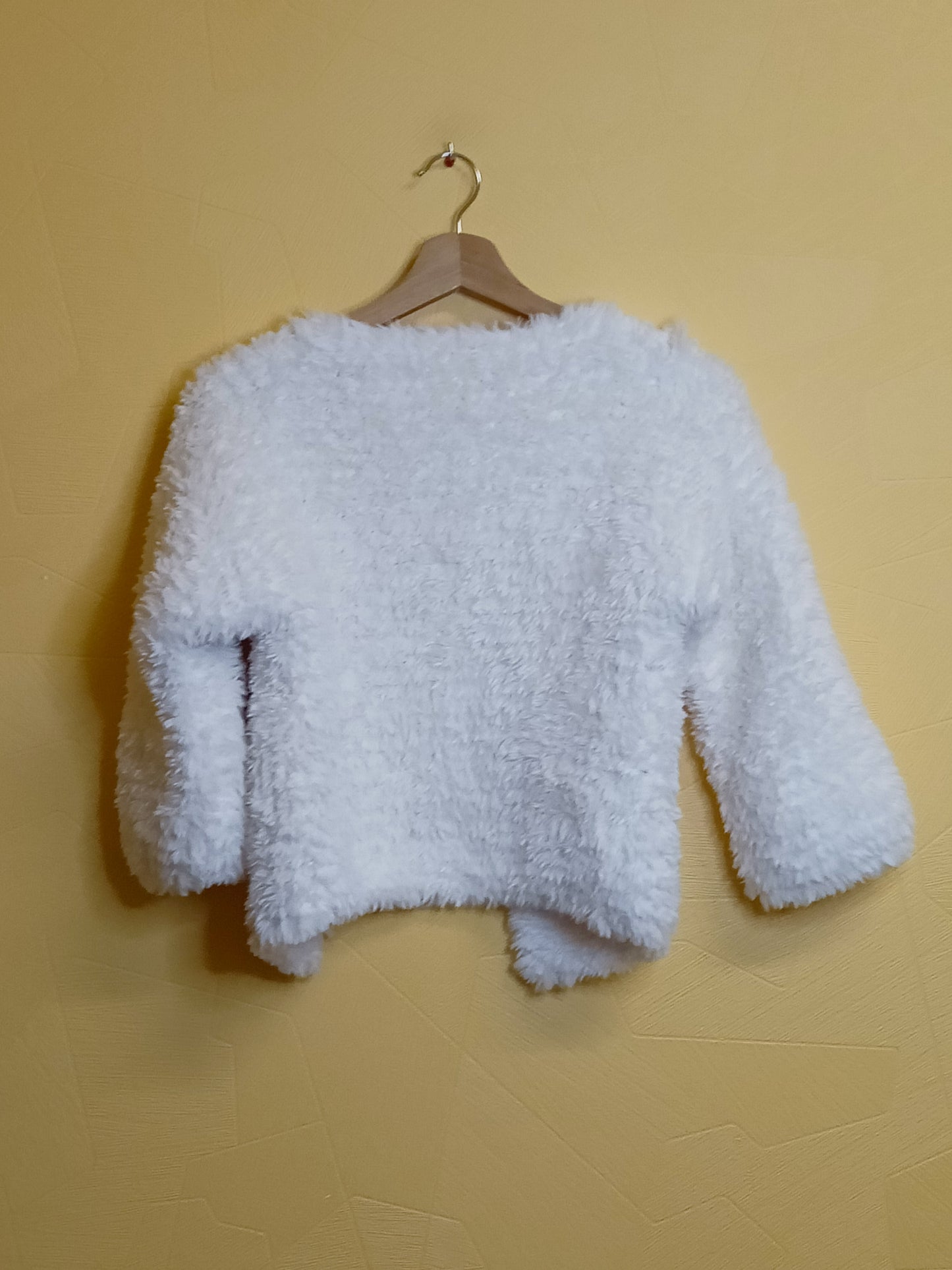 Gilet maille poilue manches 3/4 blanc Taille M/L