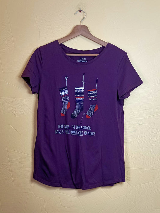 T-shirt Esprit bordeaux avec Motifs de Noël Taille M