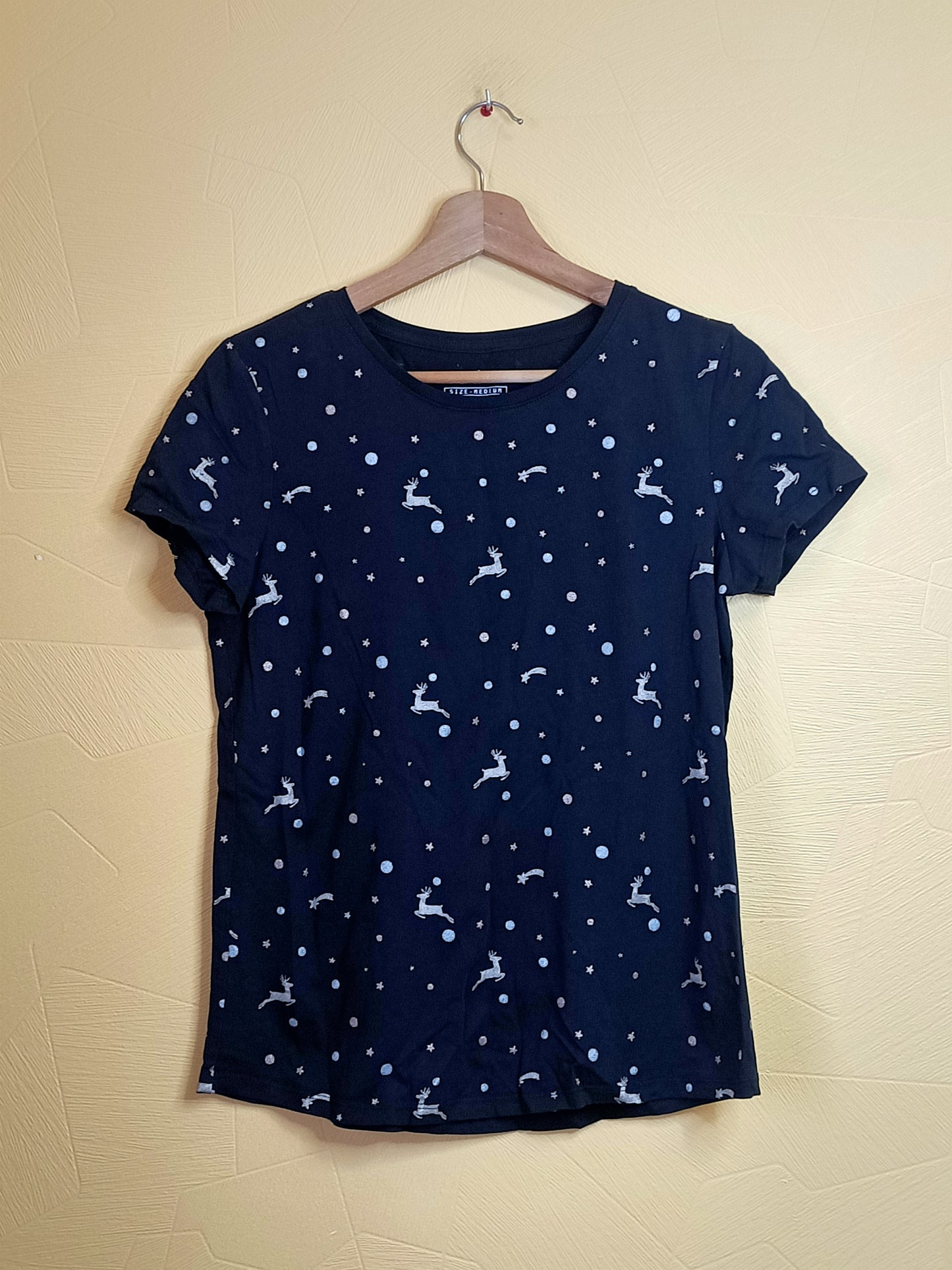 T-shirt Esprit noir avec motifs de Noël Taille M