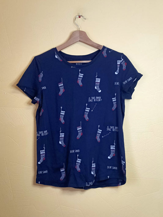 T-shirt Esprit bleu marine avec motifs de Noël Taille M