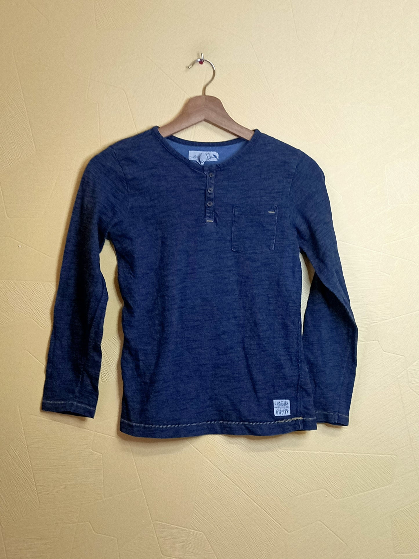 T-shirt manches longues L.O.G.G. bleu marine chiné Taille 8/10 Ans