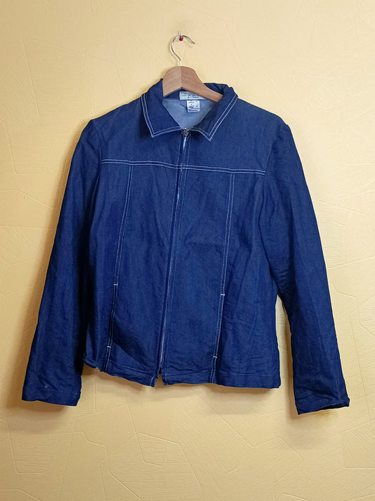 Veste en jeans zippée Les Impeccables bleue Taille 42