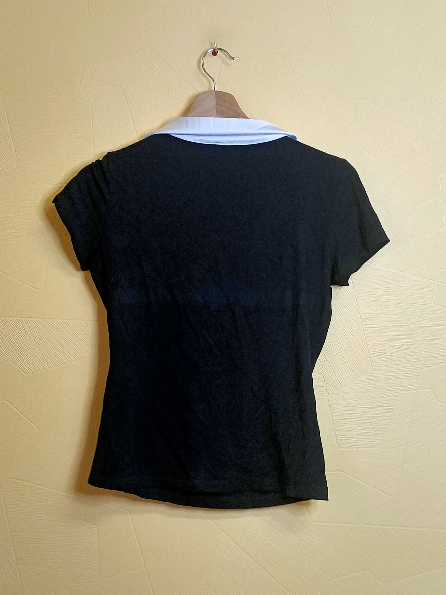 T-shirt 1.2.3. noir avec col satiné blanc Taille 34/36