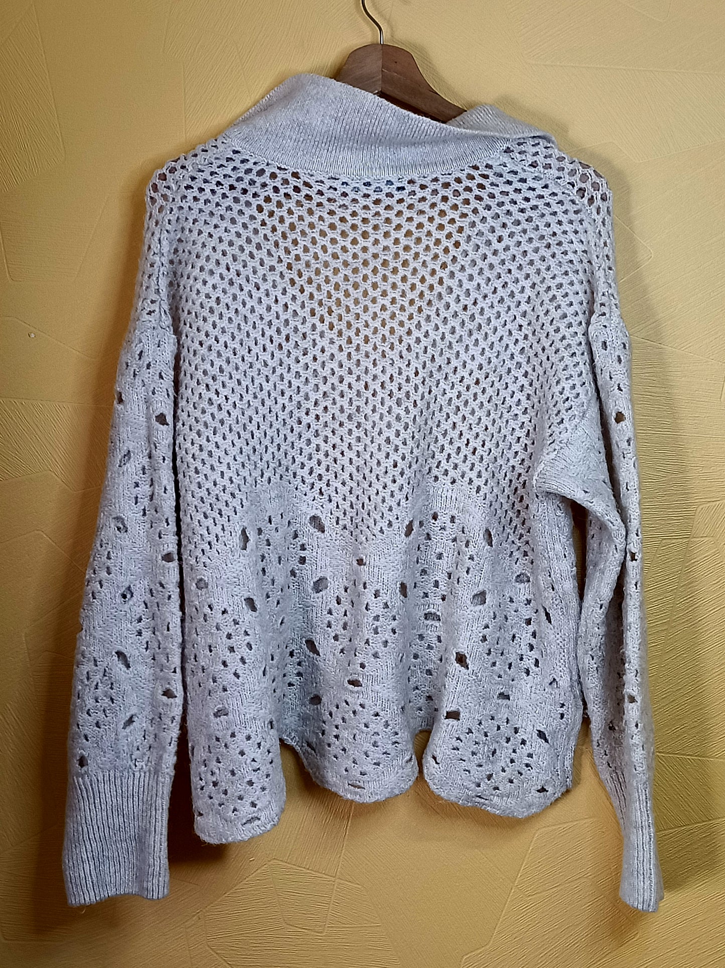 Pull mailles ajourées avec col Mango beige Taille L