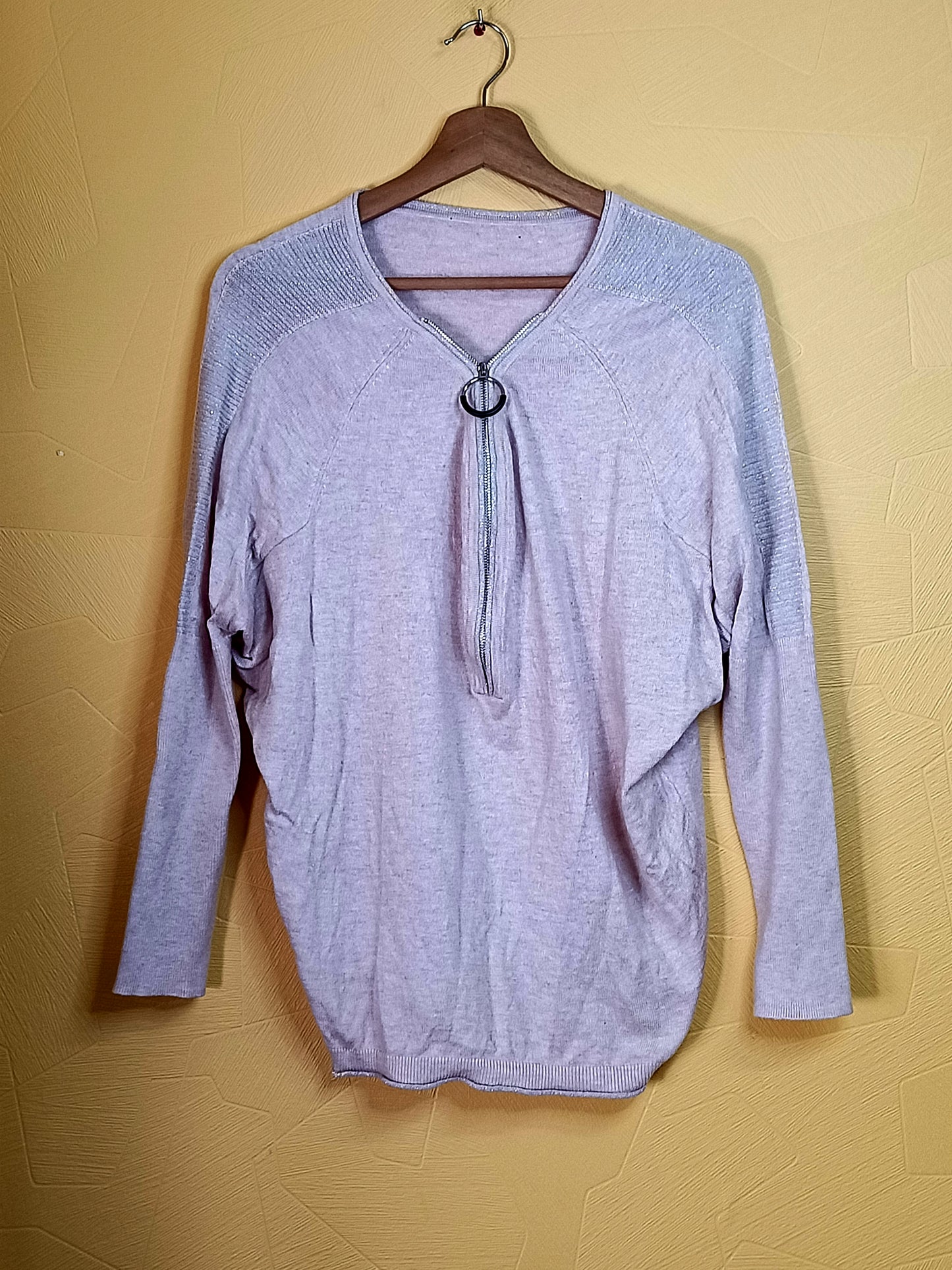 Pull fin rose clair avec fermeture Taille L
