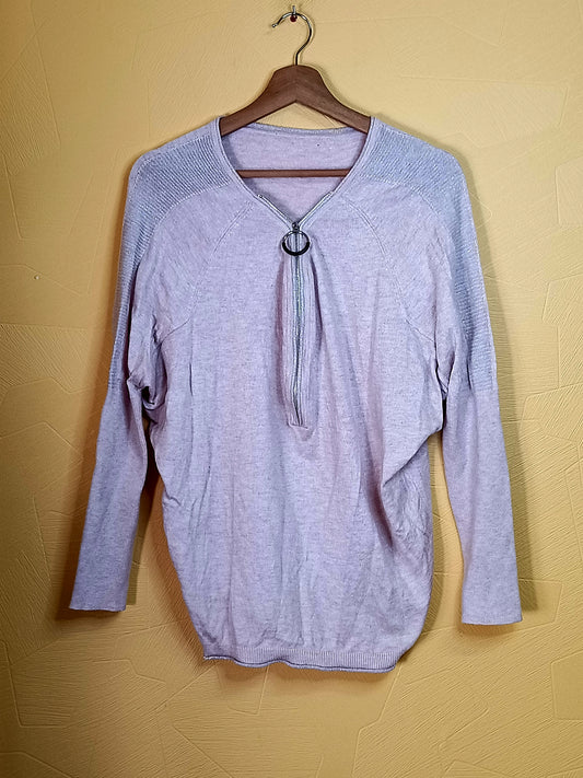 Pull fin rose clair avec fermeture Taille L