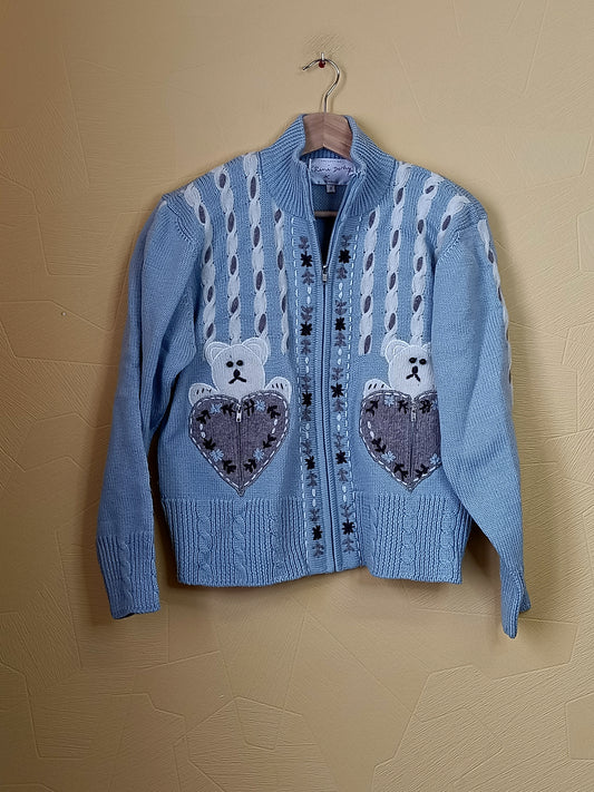 Gilet fantaisie zippé René Derhy bleu clair Taille S