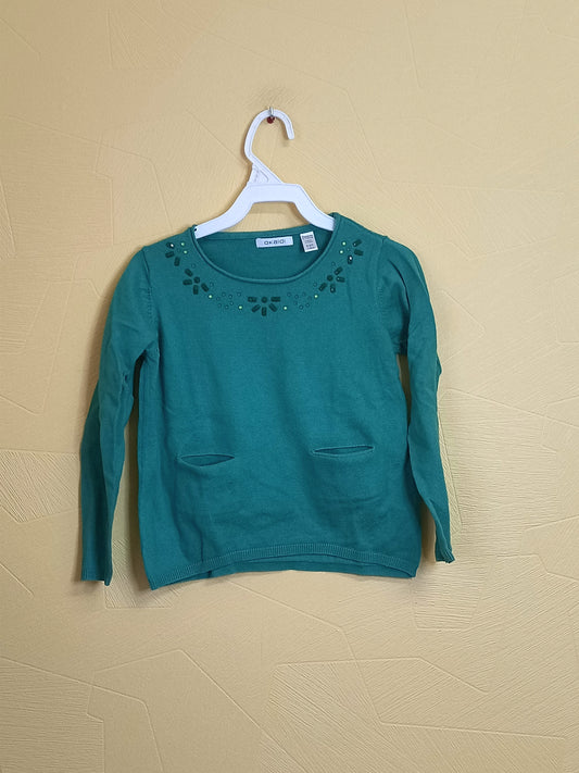 Pull Okaïdi vert avec strass Taille 6 Ans