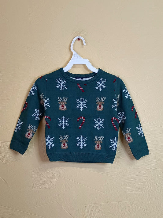 Pull de Noël Kiabi vert avec motifs Taille 3 Ans