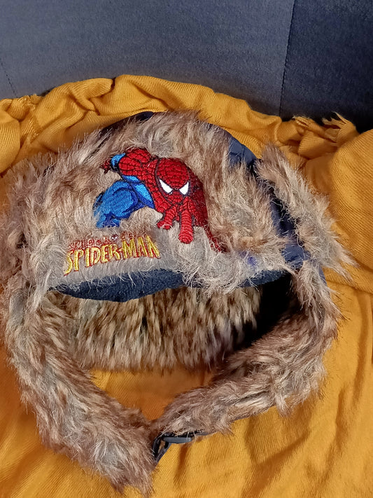 Chapka Spiderman marine avec fausse fourrure Taille 54 cm