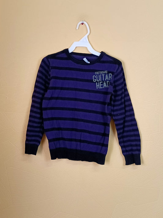 Pull Gémo Kids rayé violet et noir Taille 8 Ans