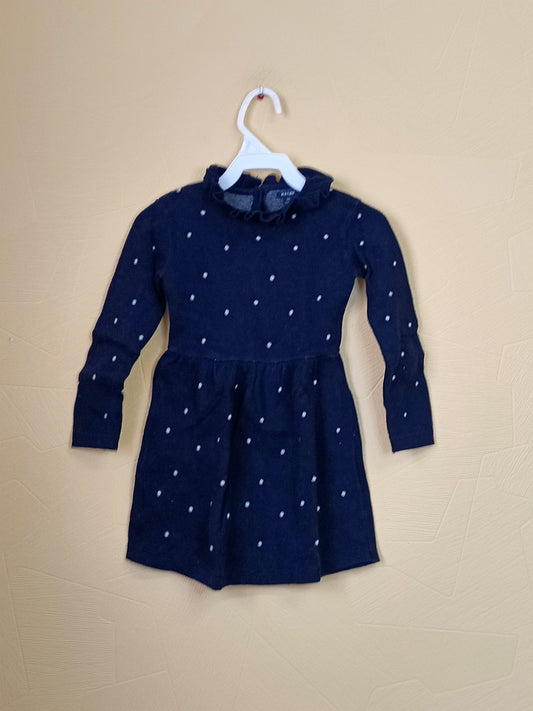 Robe pull manches longue Kiabi noire à pois blancs Taille 4 Ans