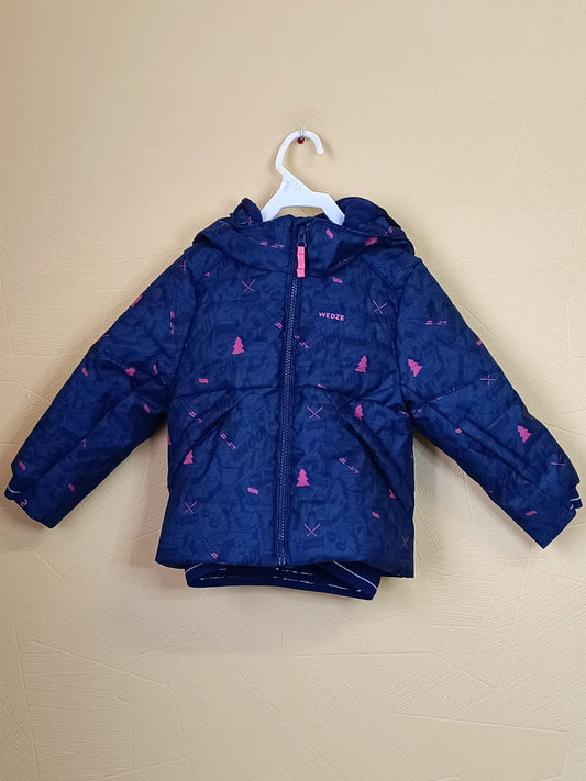 Manteau de ski à capuche Wedze bleu à motifs Taille 3 Ans